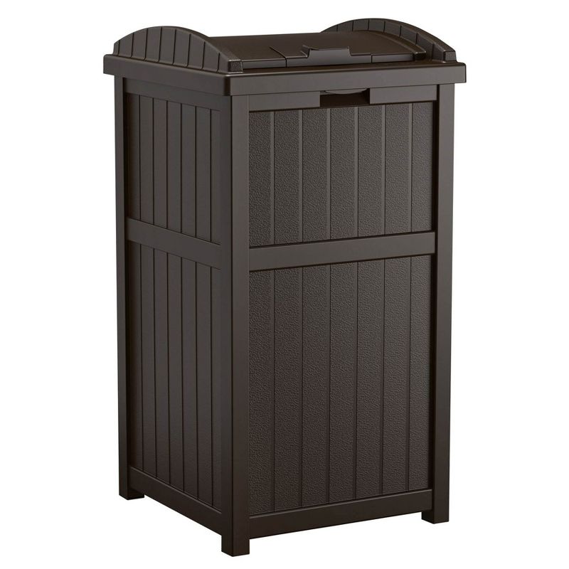 Suncast GH1732J Trashcan Hideaway Outdoor 33 Gallon Garbage Waste Bin, Java