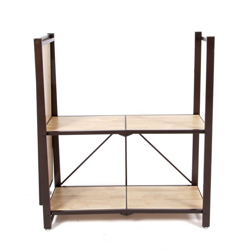 Origami Heavy Duty Durable Organizational Baker's Rack with Wood Shelf, Brown