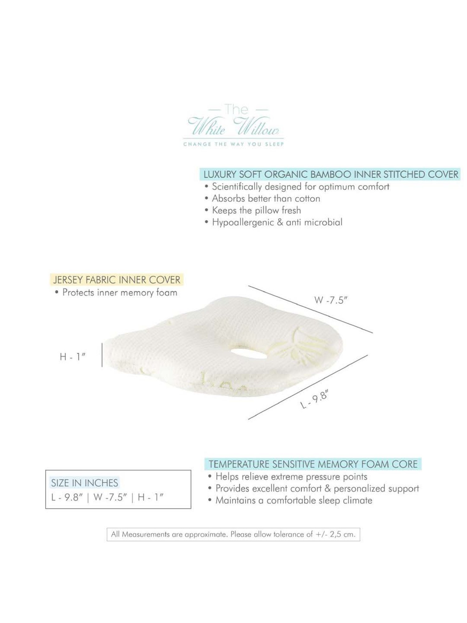 The White Willow White Infant Head Support Pillow - Set of 1