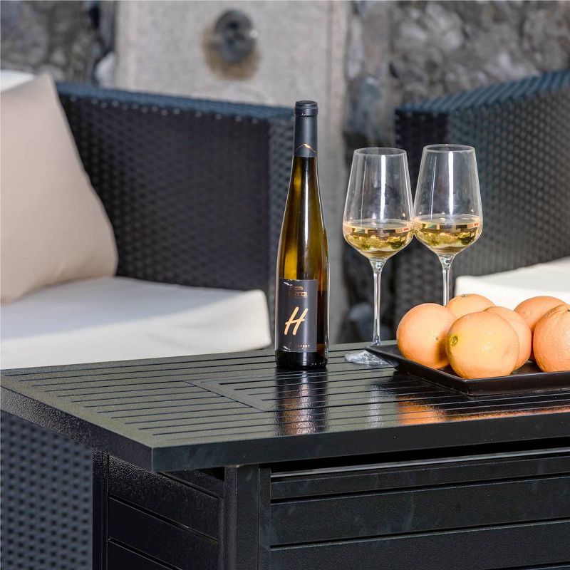 Rectangle Aluminum Fire Pit Table Hammered Black - Legacy Heating