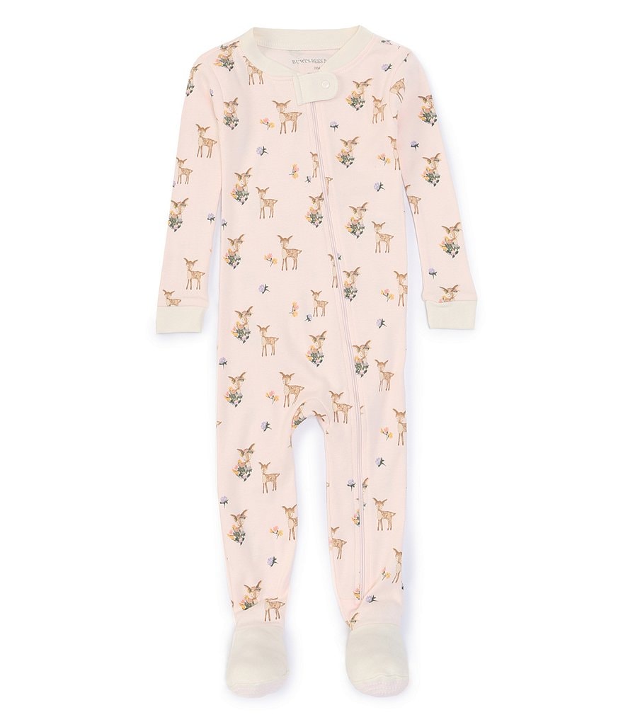 Burt's Bees Baby Girls 12-24 Months Long-Sleeve Oh Deer Snug-Fit Footed Sleeper