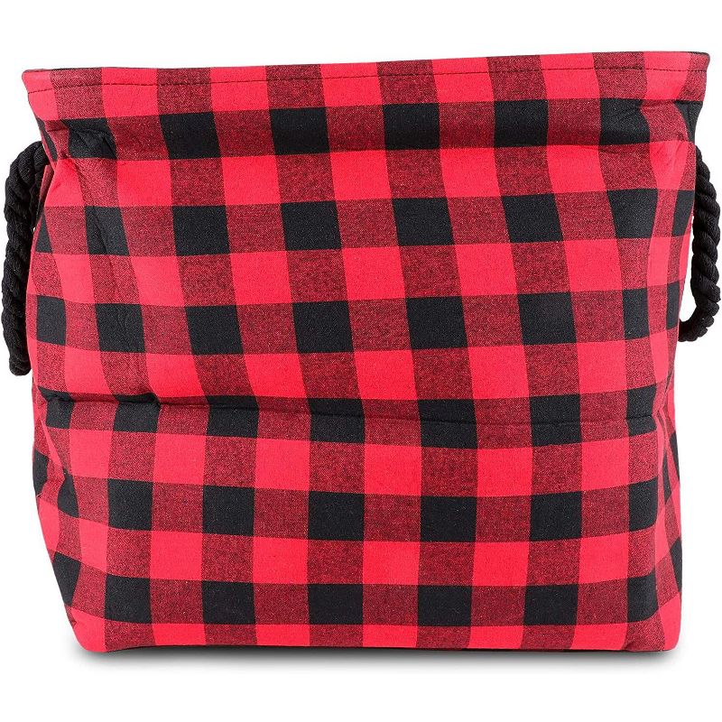 Okuna Outpost Foldable Storage Bin with Rope Handles, Buffalo Plaid (17 x 12 x 15 In)