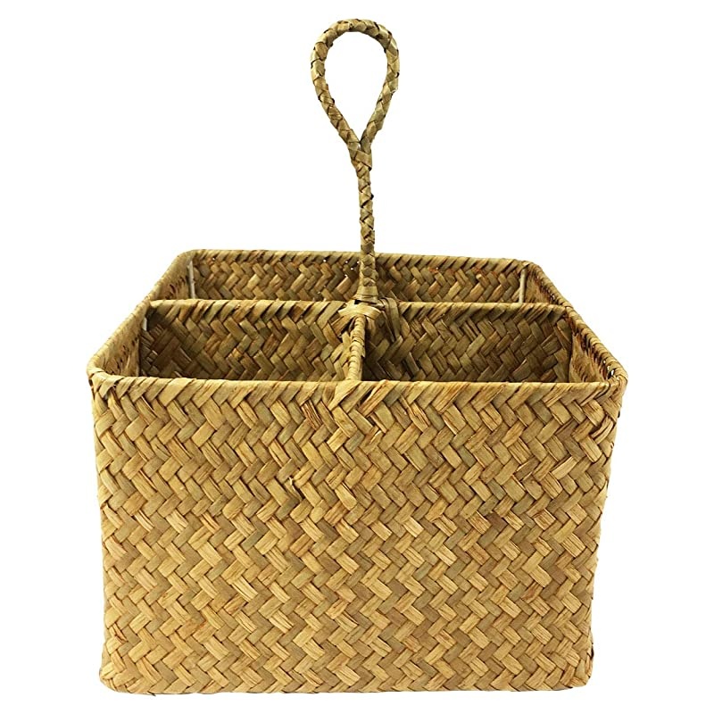 Rectangur Woven Seagrass Storage Basket and Home Organizer BinsNatural Water Hyacinth Basket Brown
