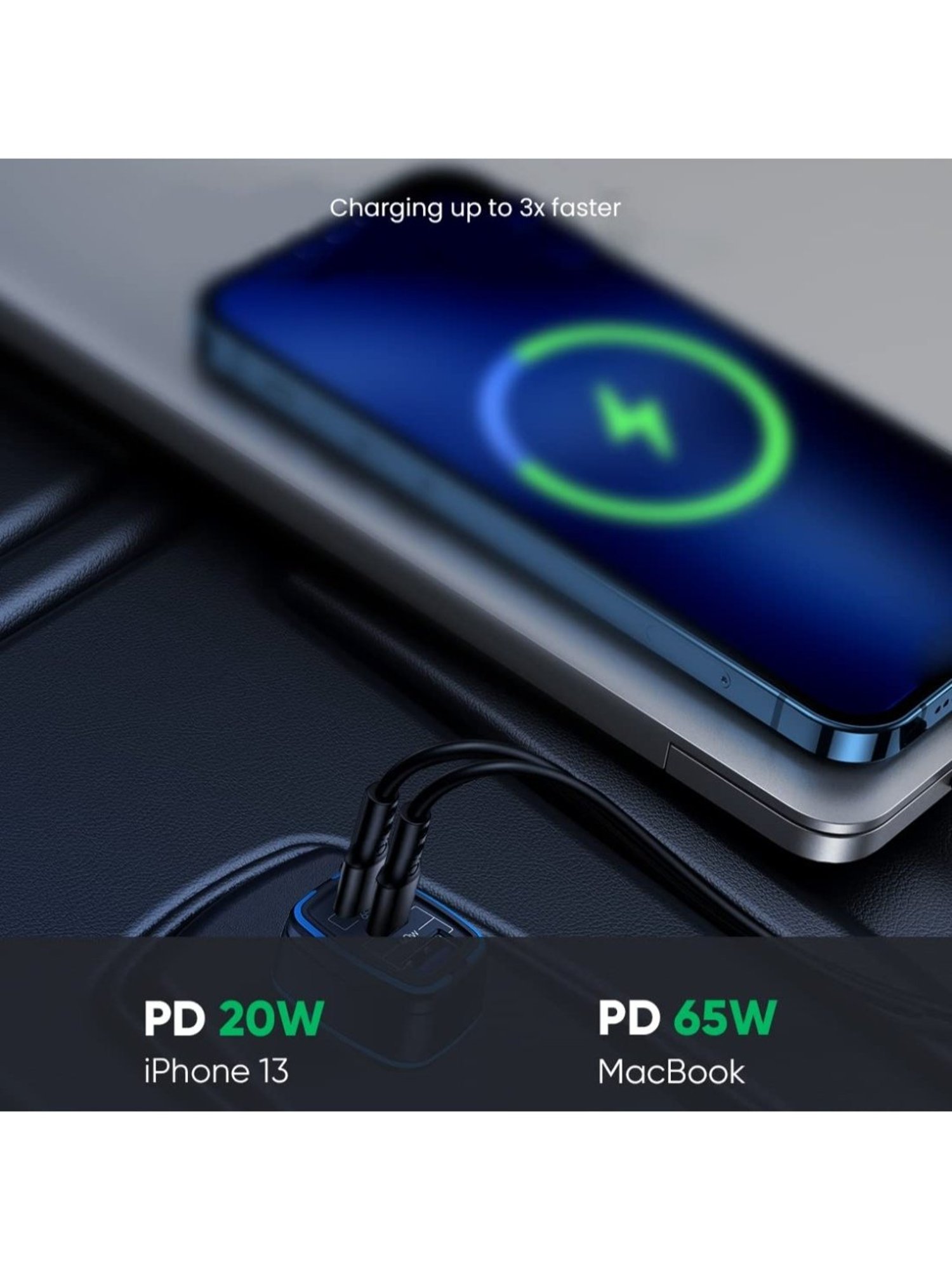 Stuffcool Ultimus 115 3 Port Car Charger 115W Output (Black)