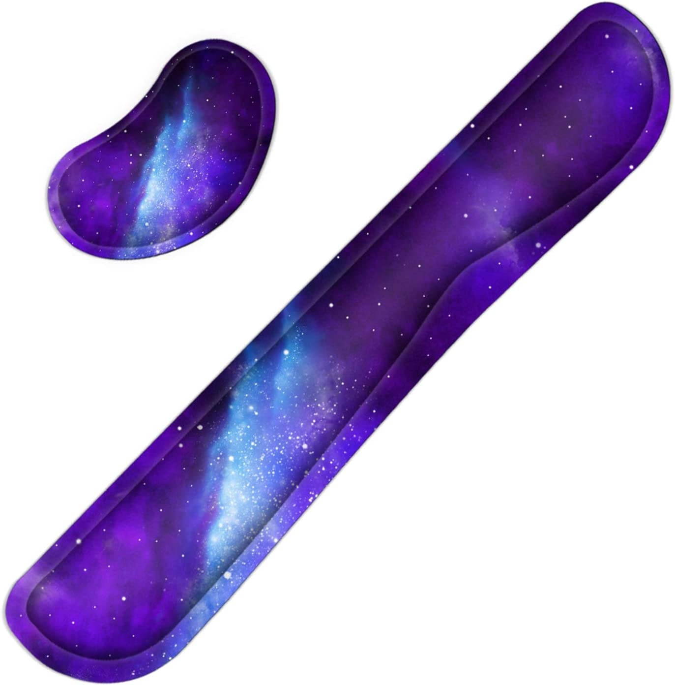 Meffort Inc Gaming Keyboard Wrist Pad & Mouse Wrist Rest Cushion Support Combo Set &ndash; Durable Ergonomic Anti Slip Non-Slip Base - Galaxy Universe