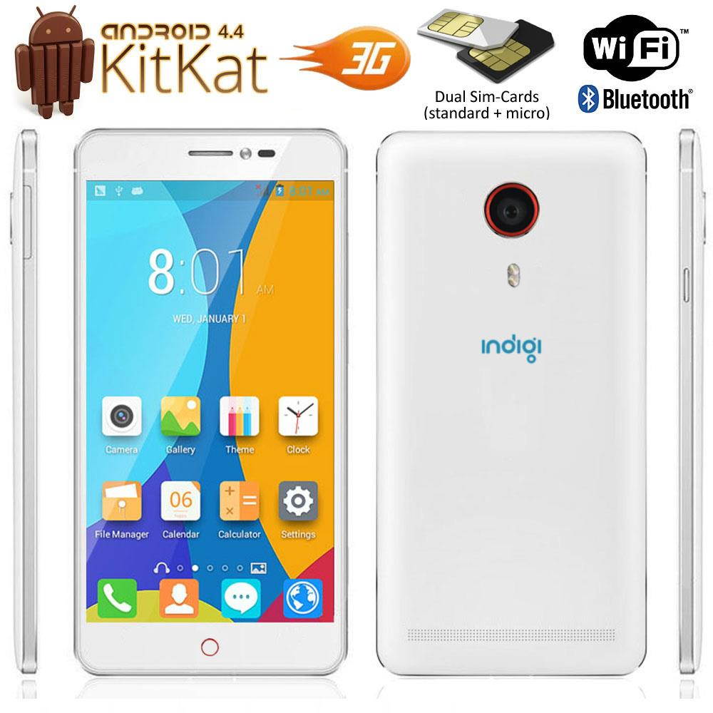 Indigi&reg; 5.5 unlocked smartphones 3g android 4.4 kitkat dual-core dual camera dual sim standby - factory unlocked to at&t t-mobile straightalk