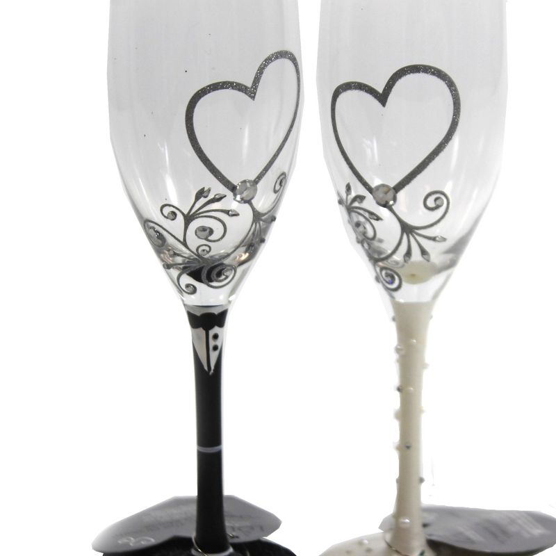 Wedding 8.5" Mr & Mrs Toasting Set Cheers To Bride Groom  -  Drinkware Sets