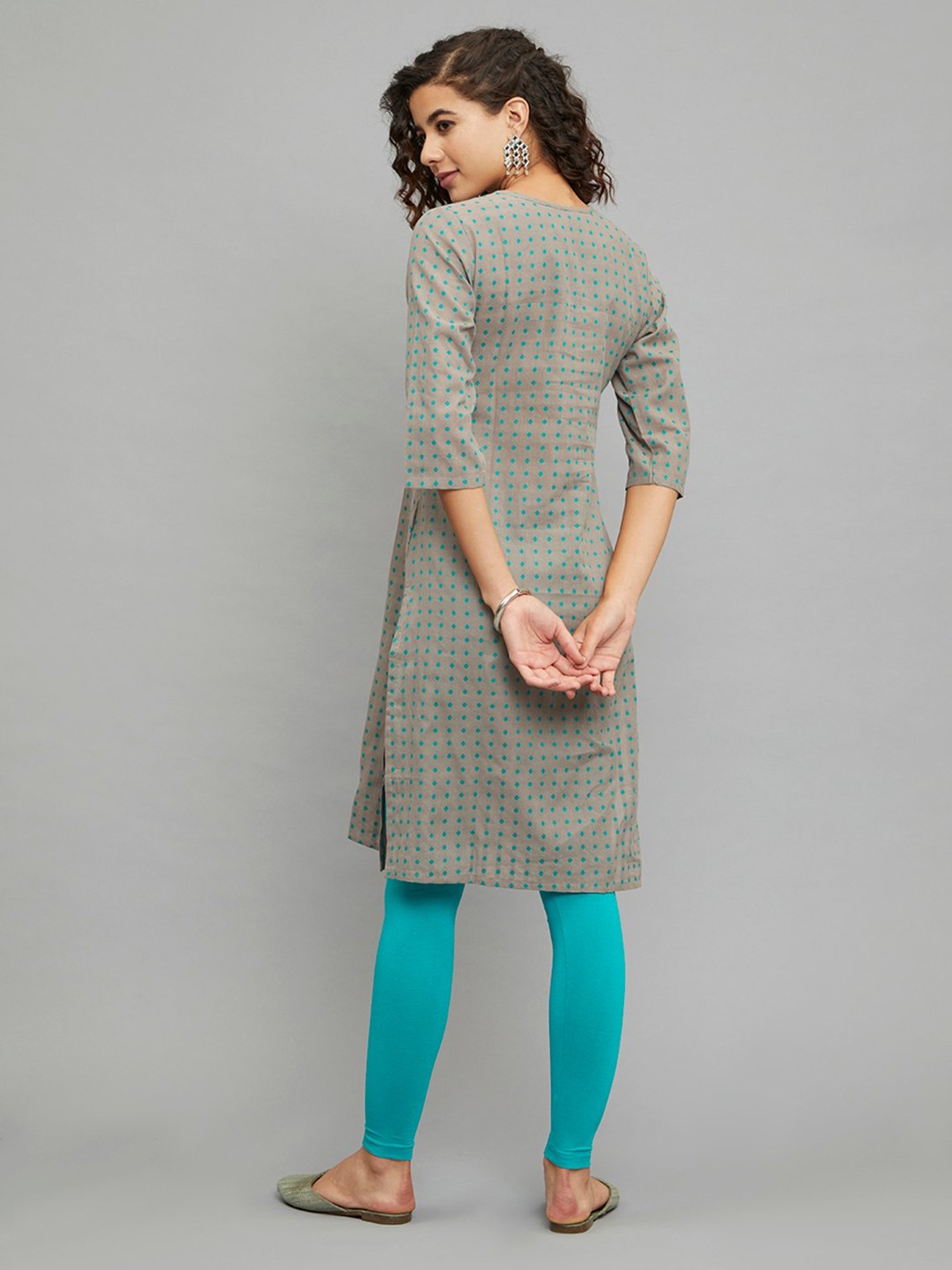 paislei Grey Printed Straight Kurta