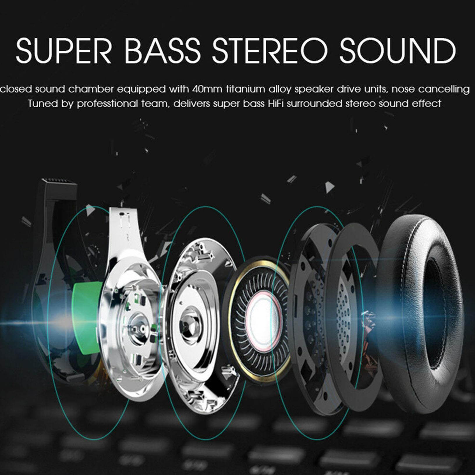 Bluetooth 4.1 Wireless Stereo Headphones Foldable Headset Super Bass Earphones