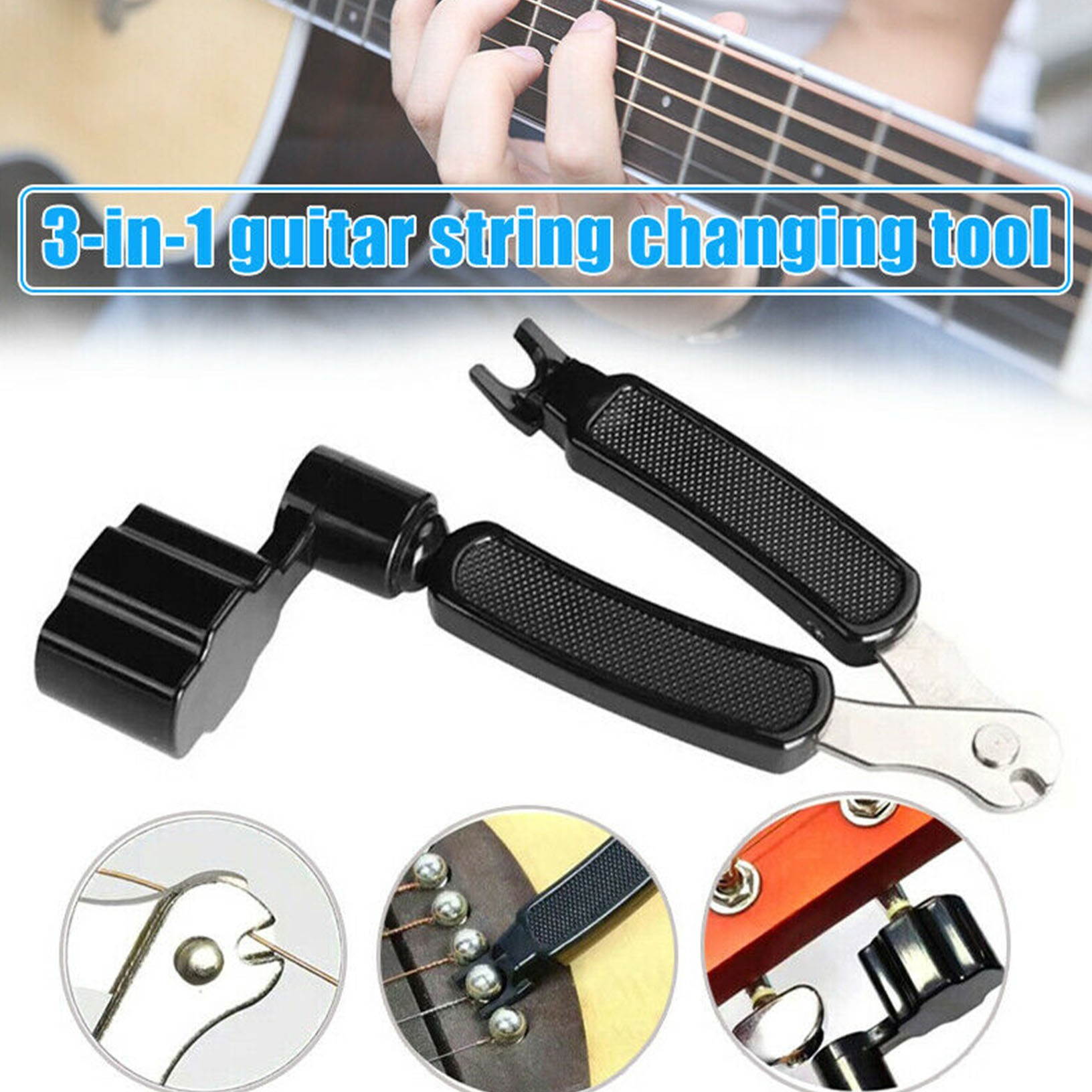 50 x Guitar String Changer 3 in 1 Strings Cutter Winder Pin Puller i-t78