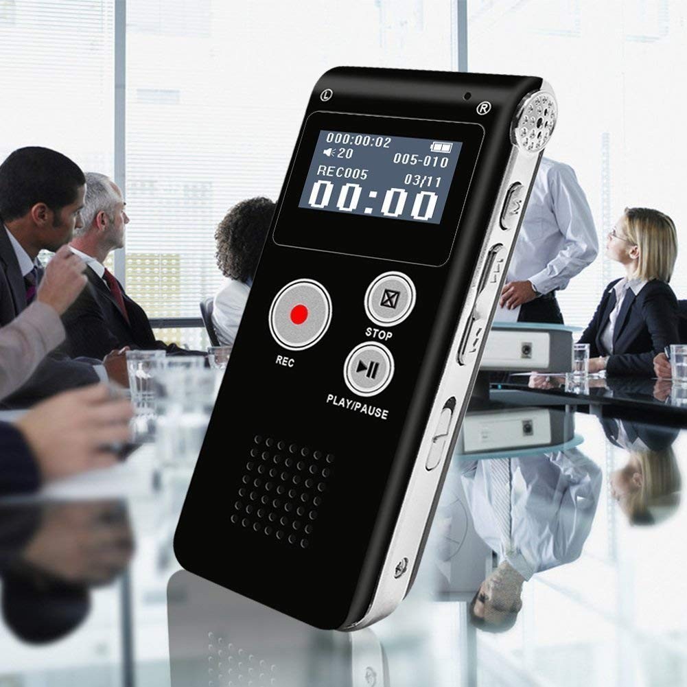 Digital Voice Recorder 8GB Sound Audio Recorder Dictaphone with USB, MP3 player, DoubleMicrophone, Portable & Rechargeable Digital Voice Activated Recorder for Lectures Meetings