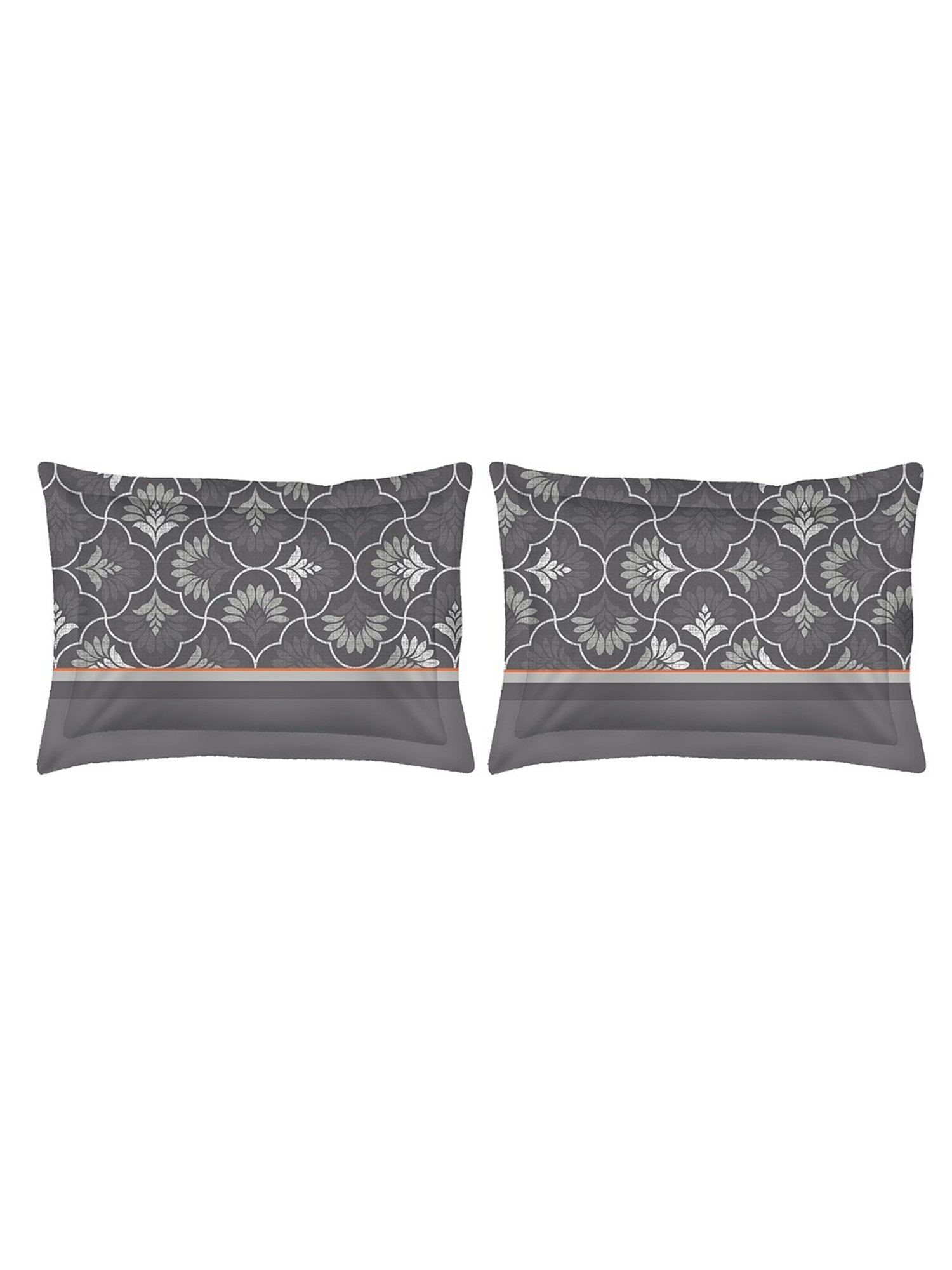 Layers Siena Printed Grey 225 TC Cotton Double Bed Sheet with 2 Pillow Covers