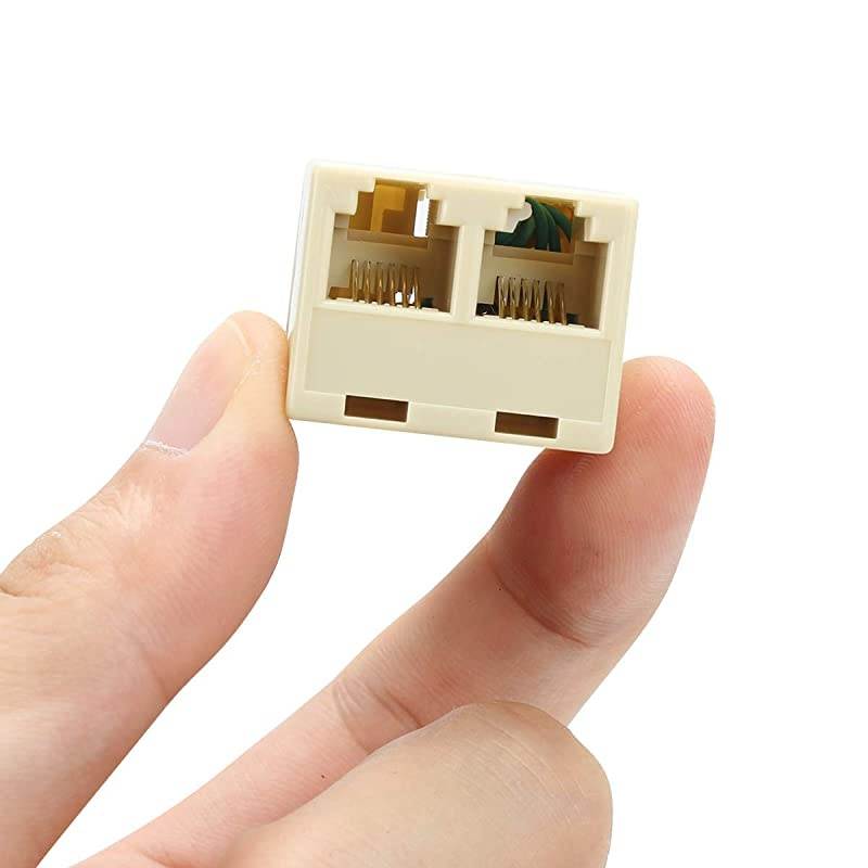 RJ12 6P6C 1 Female to 2 Female Telephone Line Splitters  Telephone Landline Cable Connector and SeparatorYellow2 Pack