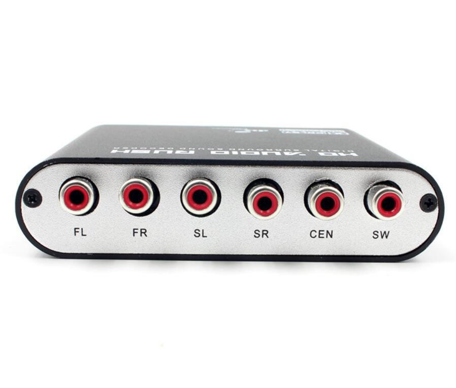 5.1 Rush Digital Sound Decoder DTS / AC3 Dolby SPDIF Input to channel Digital Audio Converter with  Optical SPDIF Coaxial Dolby AC3 DTS stereo(R/L) to 5.1CH Analog Audio (6RCA Output)