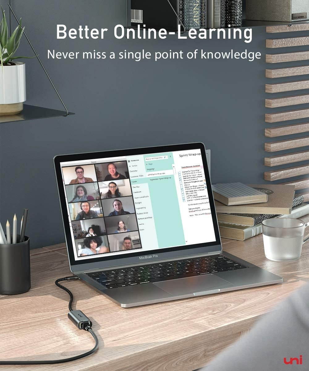 USB C to Ethernet Adapter uni RJ45 to USB C Thunderbolt 3/Type-C Gigabit Ethernet LAN Network Adapter Compatible for MacBook Pro 2020/2019/2018/2017 MacBook Air Dell XPS and More - Gray