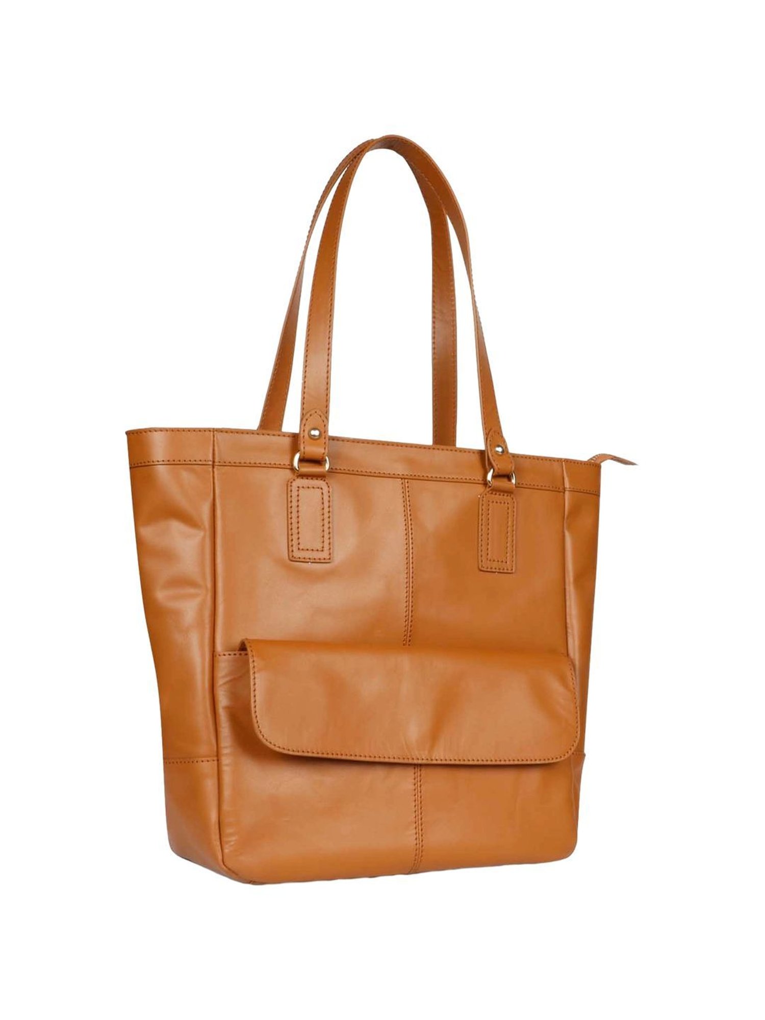 Saint G Tan Solid Medium Shoulder Handbag