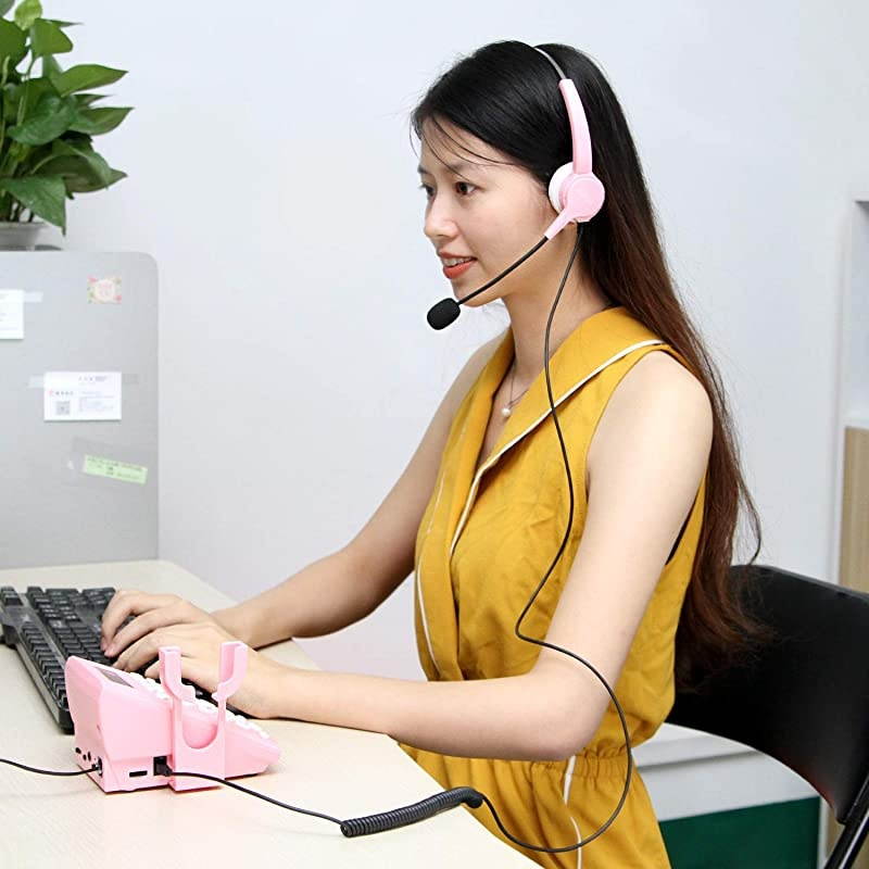 Call Center Dialpad Corded Headset Pink Telephone with Tone Dial Key Pad amp REDIAL