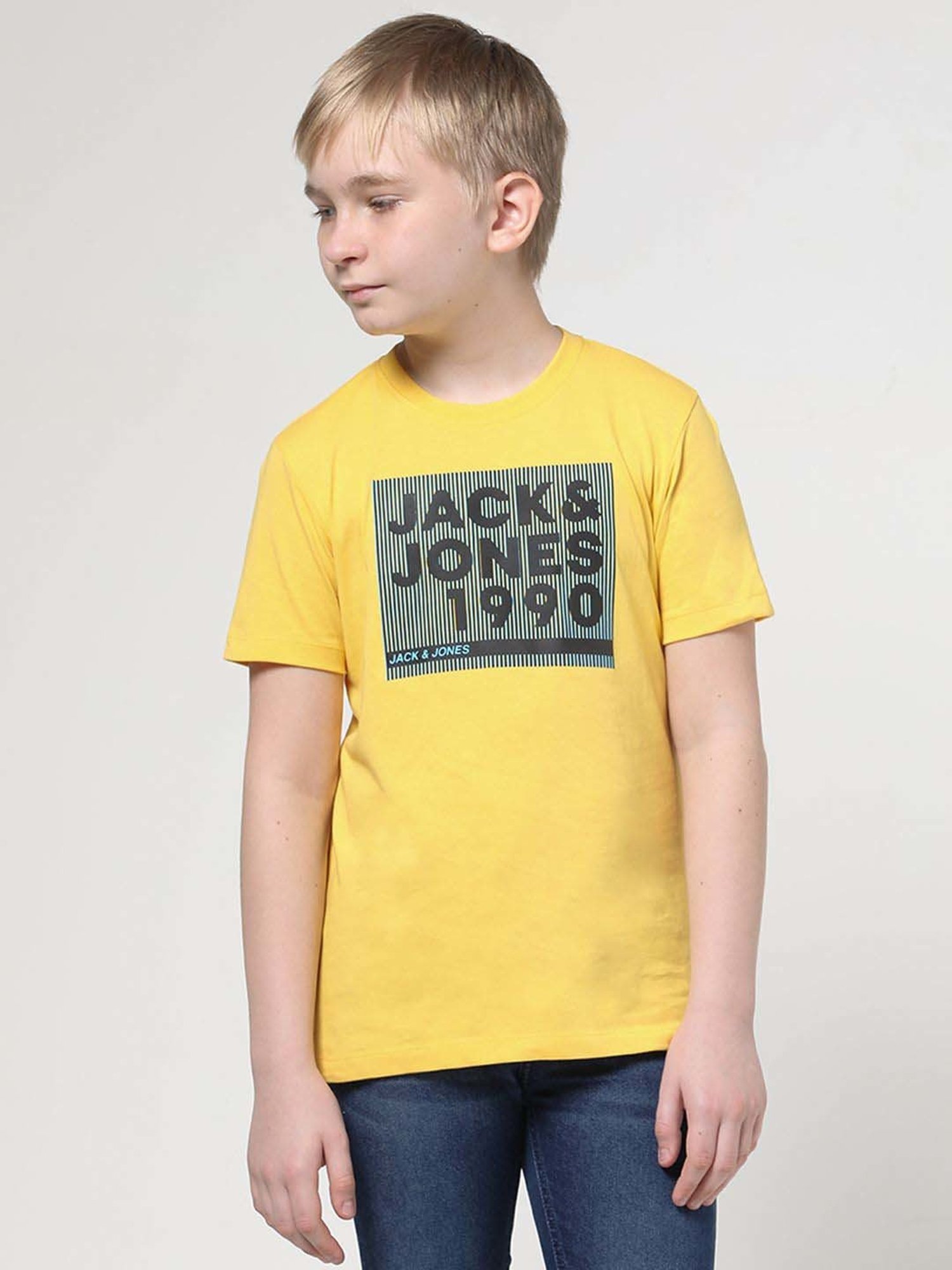 Jack & Jones Junior Daffodil Yellow Cotton Logo T-Shirt