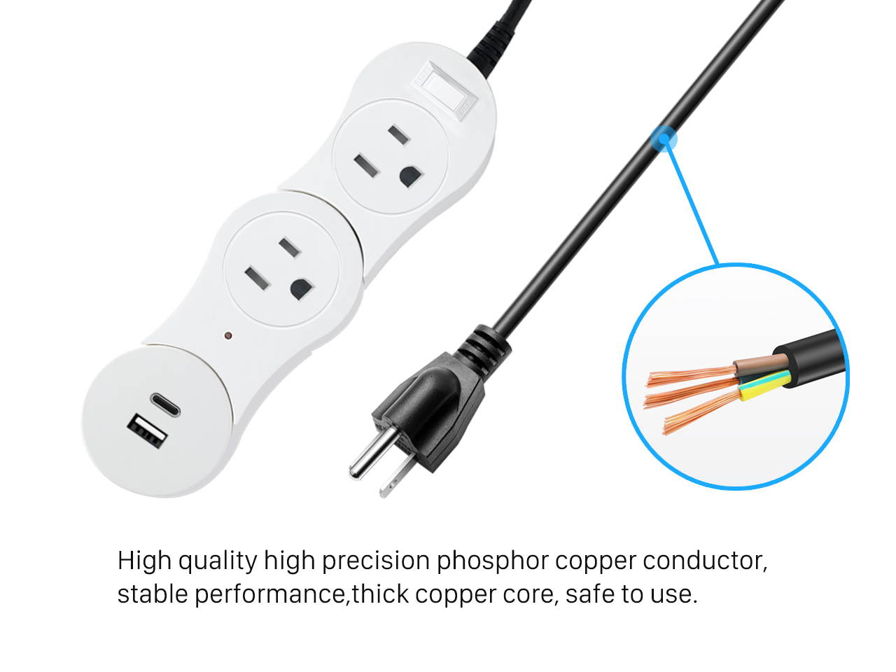 EDu Pivot Smart Power Strip Two Smart Sockets Work with Amazon Alexa / Echo/ Dot / Tap, Smart Power Strip No Hub Required, Ordinary Head Module + Smart Module + USB Charging Module