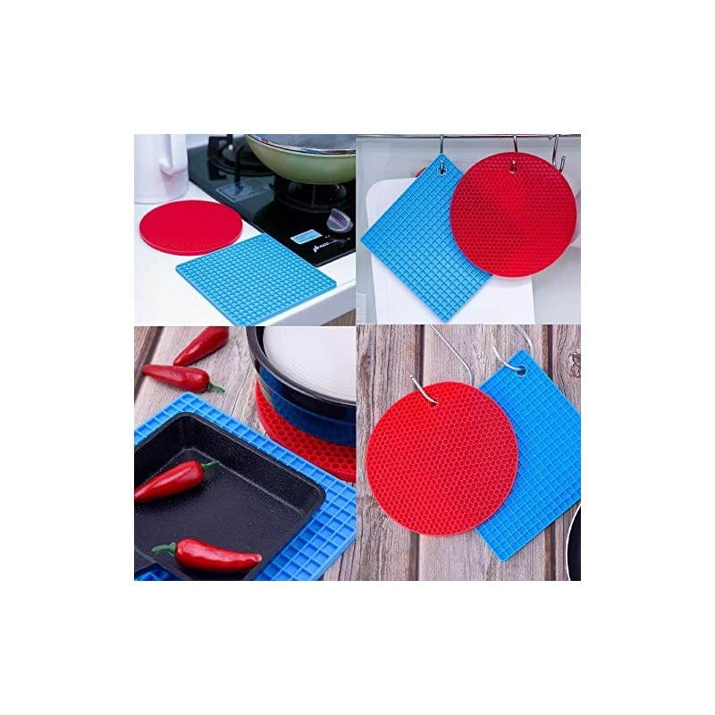 Silicone Trivet Mat (Set of 6), Non SlipOven Mitts, Durable Pot Holders, The Safest Heat Resistant Hot Pads