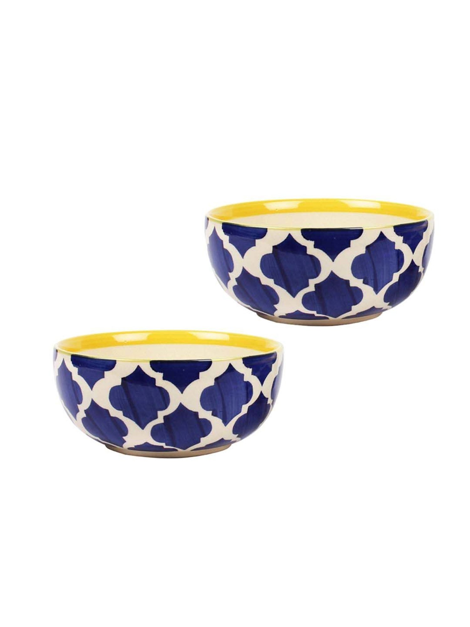 VarEesha Moroccan Blue Blue & White Ceramic Serving Bowl (0.5 L) - Set of 2