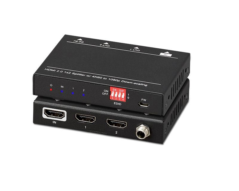 KanexPro 4K/60 HDMI 1X2 Splitter with Downscaling to HD 1080p/60