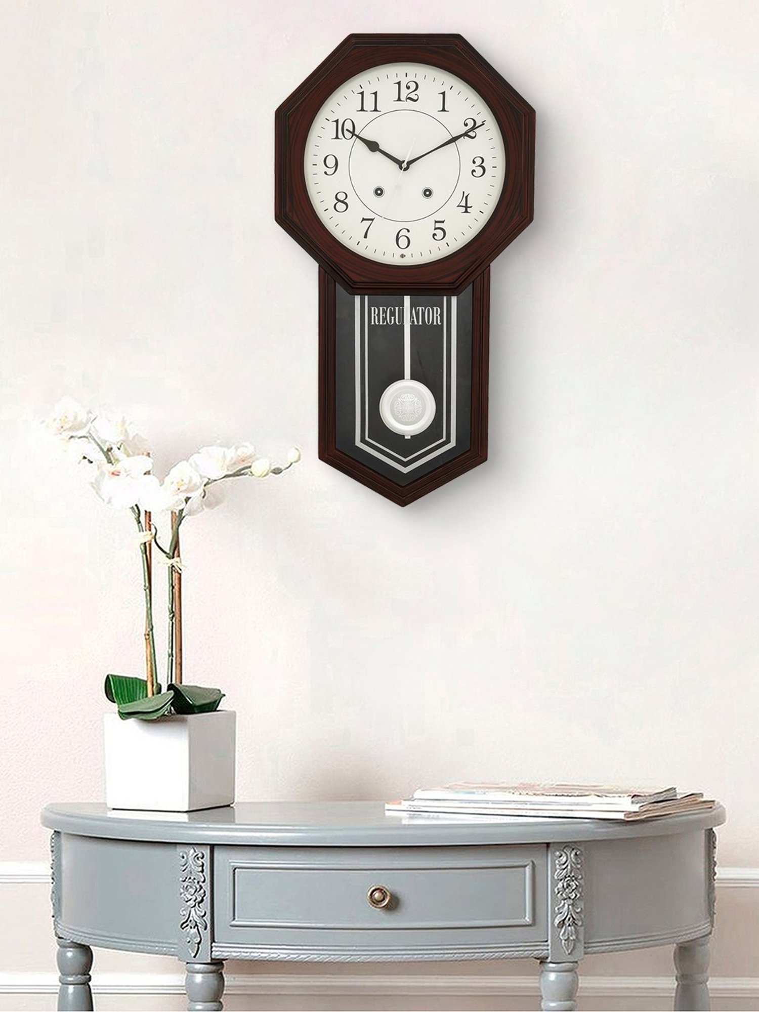 CHRONIKLE Elegant Vertical Rosewood Brown Wood Wall Clock