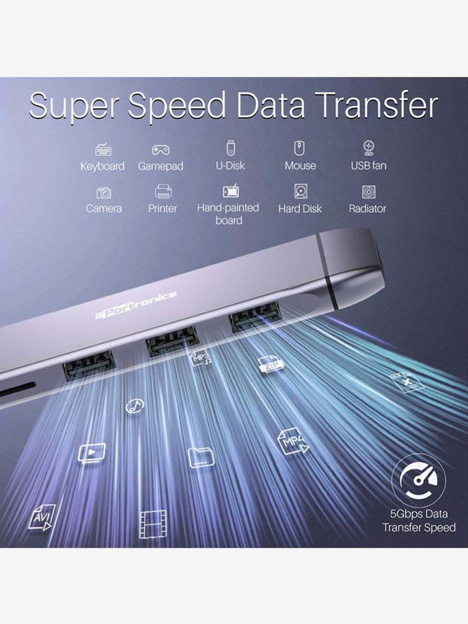 Portronics Mport 9C POR-1197 Multiport USB Hub (Silver)