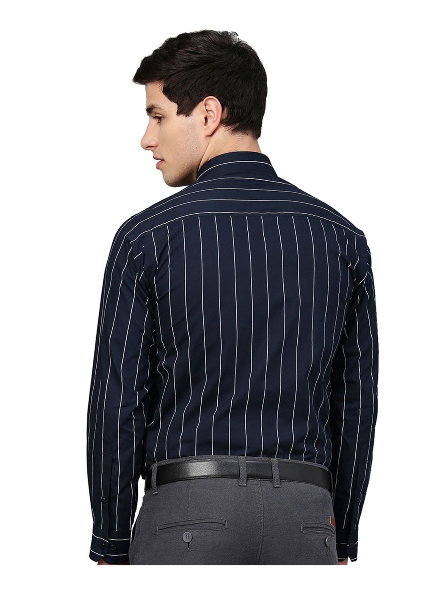 Hancock Navy Striped Cotton Shirt