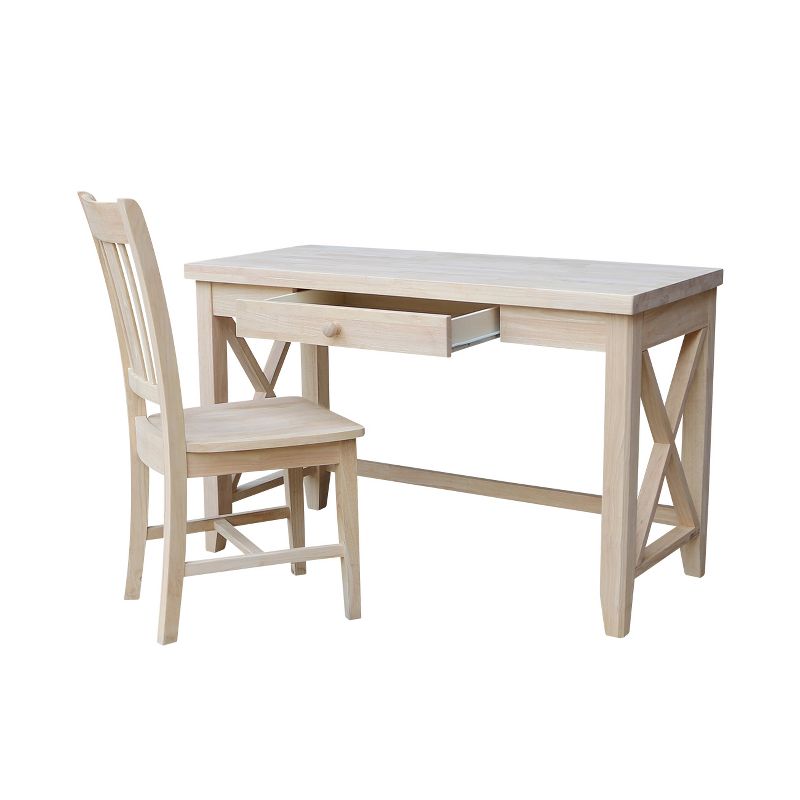 2pc Set Hampton Solid Desk and Chair Unfinished Wood - International Concepts
