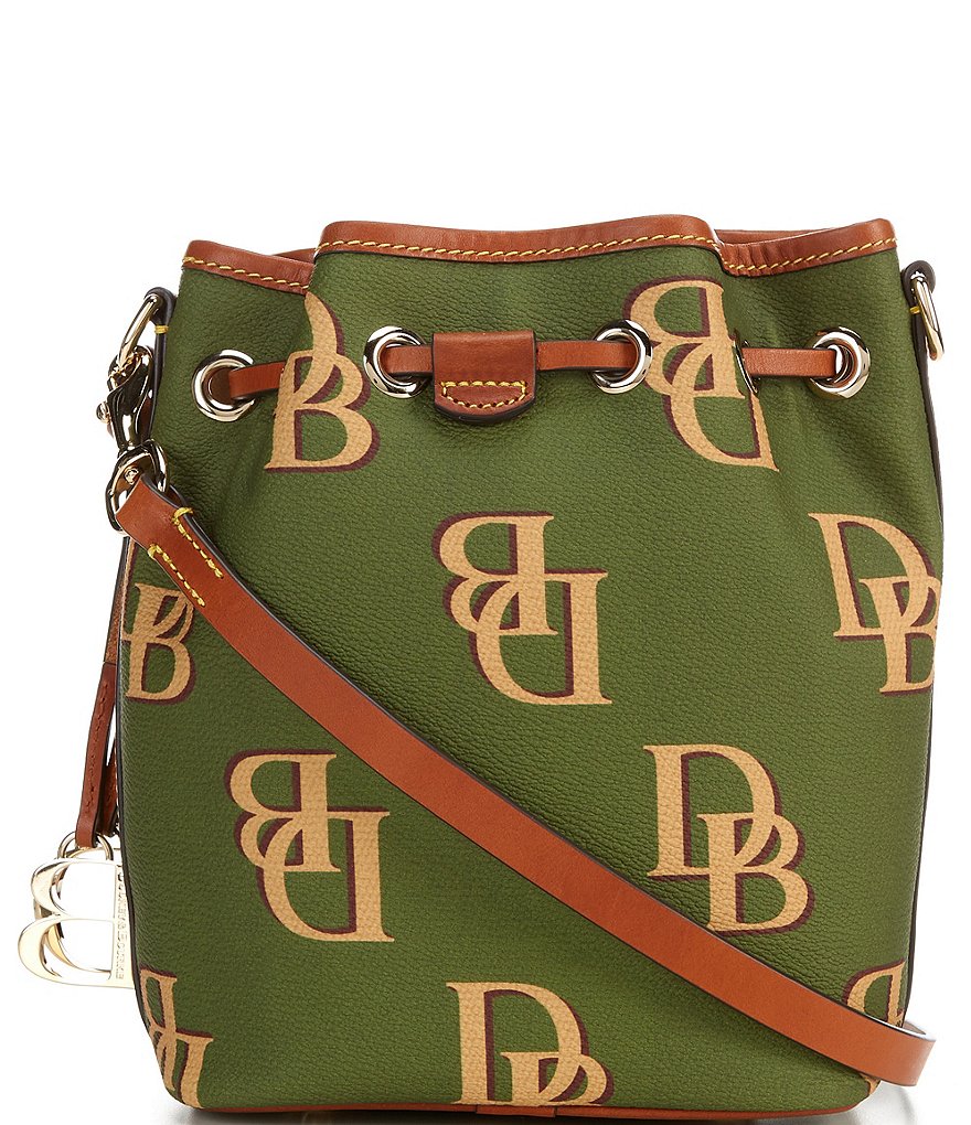 Dooney & Bourke Signature Monogrammed Collection Small Drawstring Bucket Bag