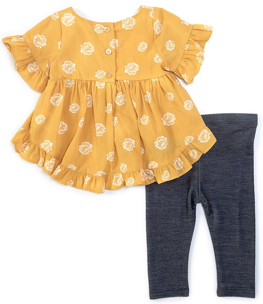 Pastourelle by Pippa & Julie Baby Girls Newborn-24 Months Flutter-Sleeve Floral Tunic Top & Leggings Set