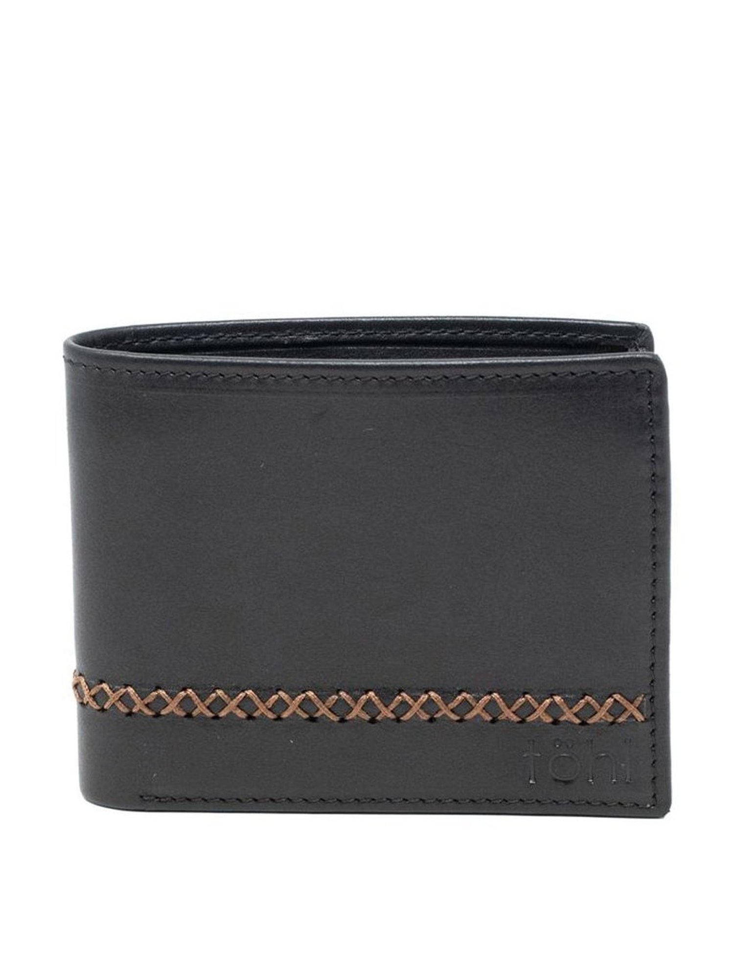 Tohl Black Casual Leather Bi-Fold Wallet for Men