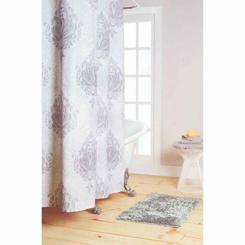 72"x72" Peyton Cotton Fabric Shower Curtain Gray - Nicole Miller