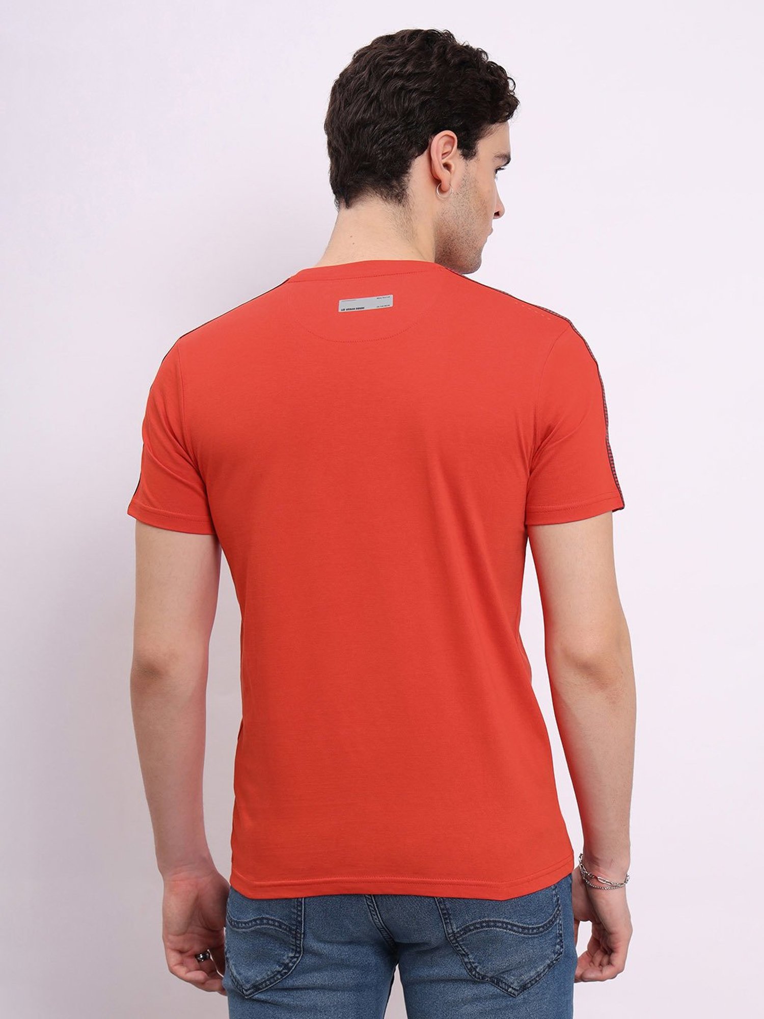 Lee Dark Orange Slim Fit Graphic Print Cotton Crew T-Shirt