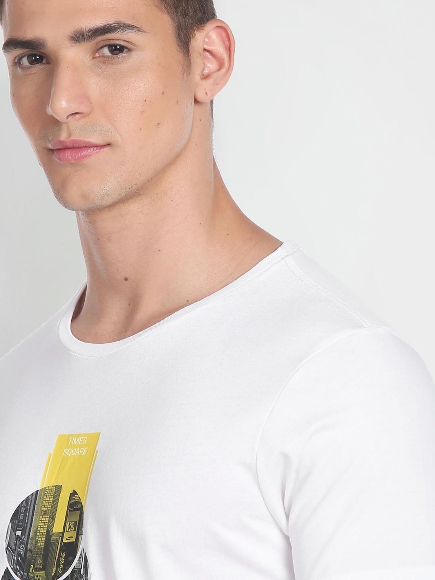 Arrow New York White Cotton Regular Fit Printed T-Shirt