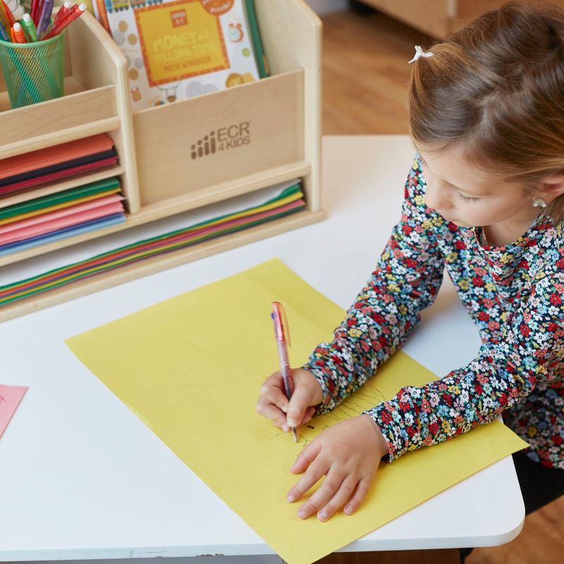 ECR4Kids Birch Tabletop Supplies Storage Center, Teacher Caddy, Wood Desktop Organizer - Natural