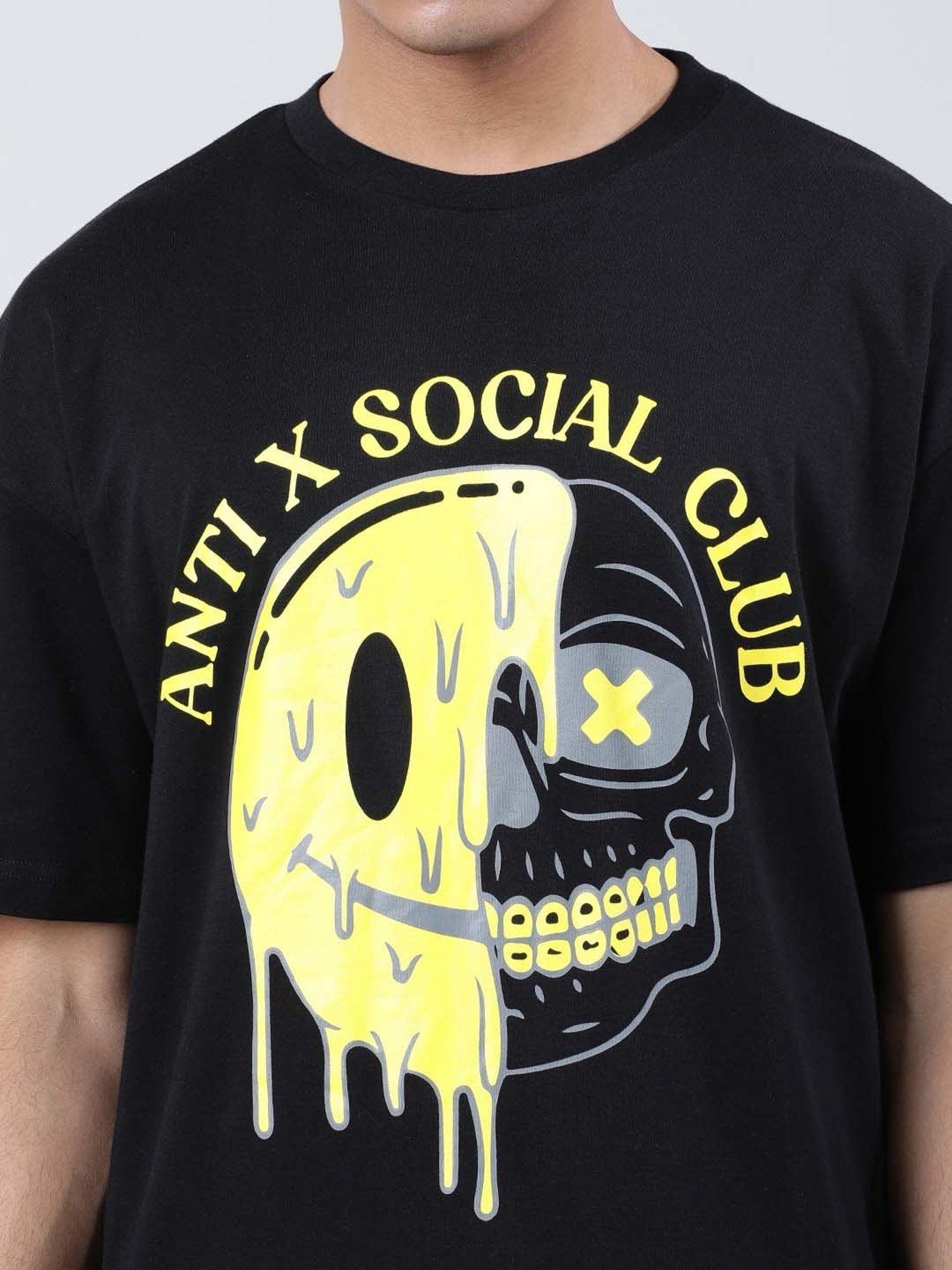 Bene Kleed Black Loose Fit Printed Cotton Crew T-Shirt