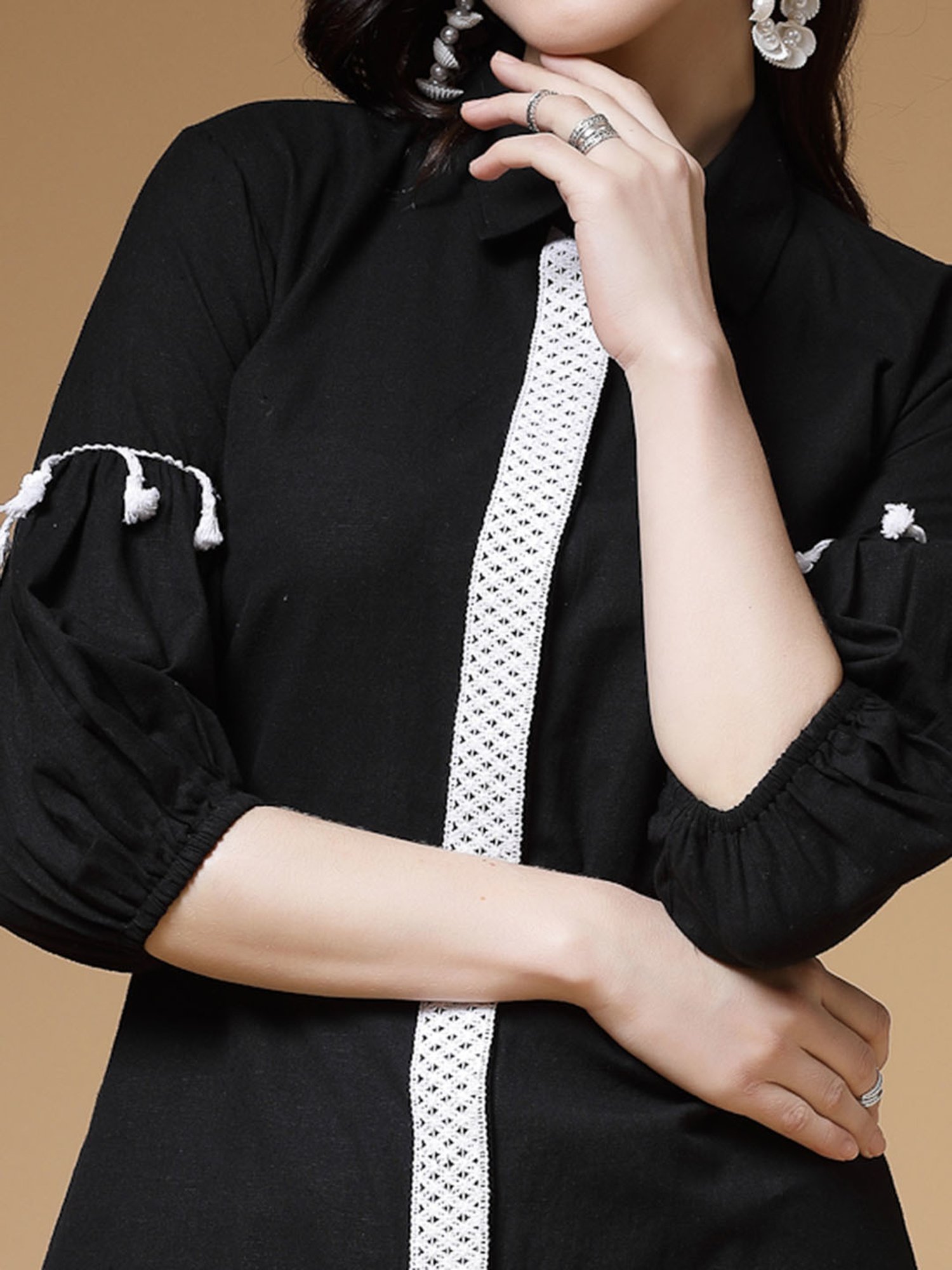 Indibelle Black Cotton Kurta Pant Set