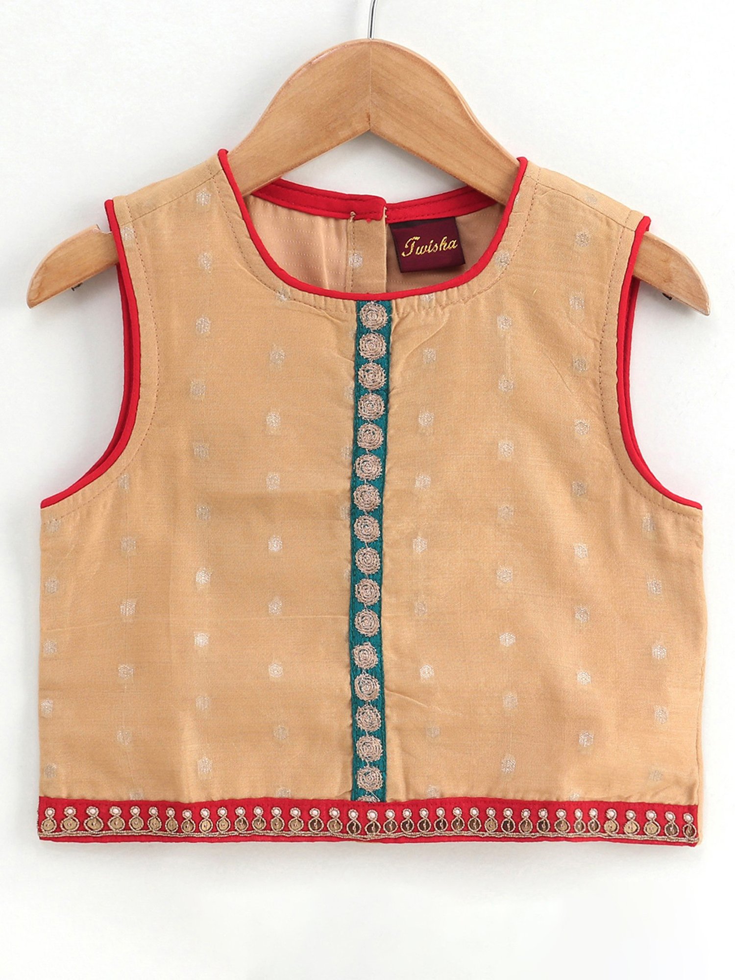 TWISHA Kids Beige & Maroon Self Design Top with Dhoti