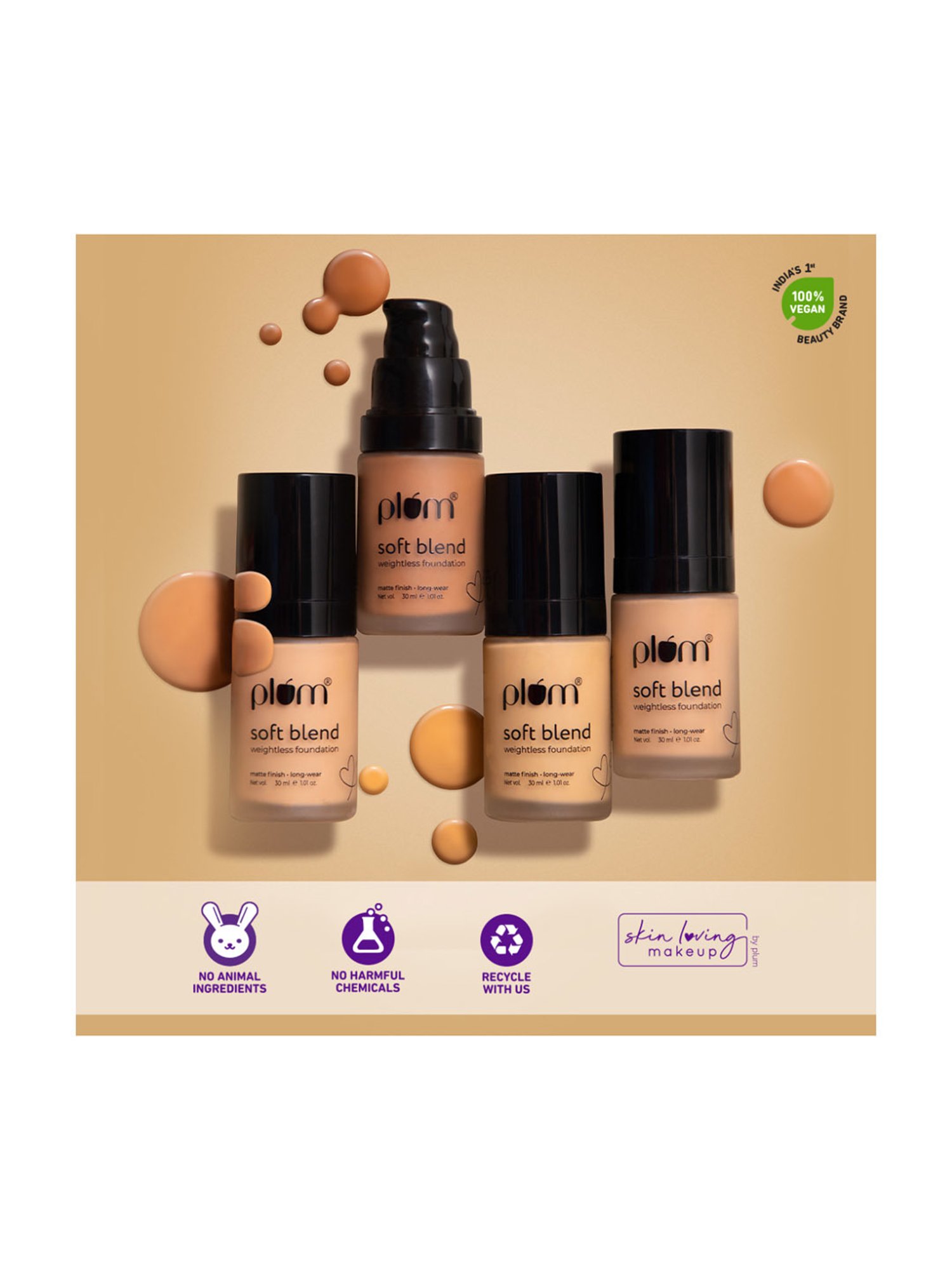 Plum Soft Blend Weightless Foundation Sunset Bronze 125Y - 30 ml