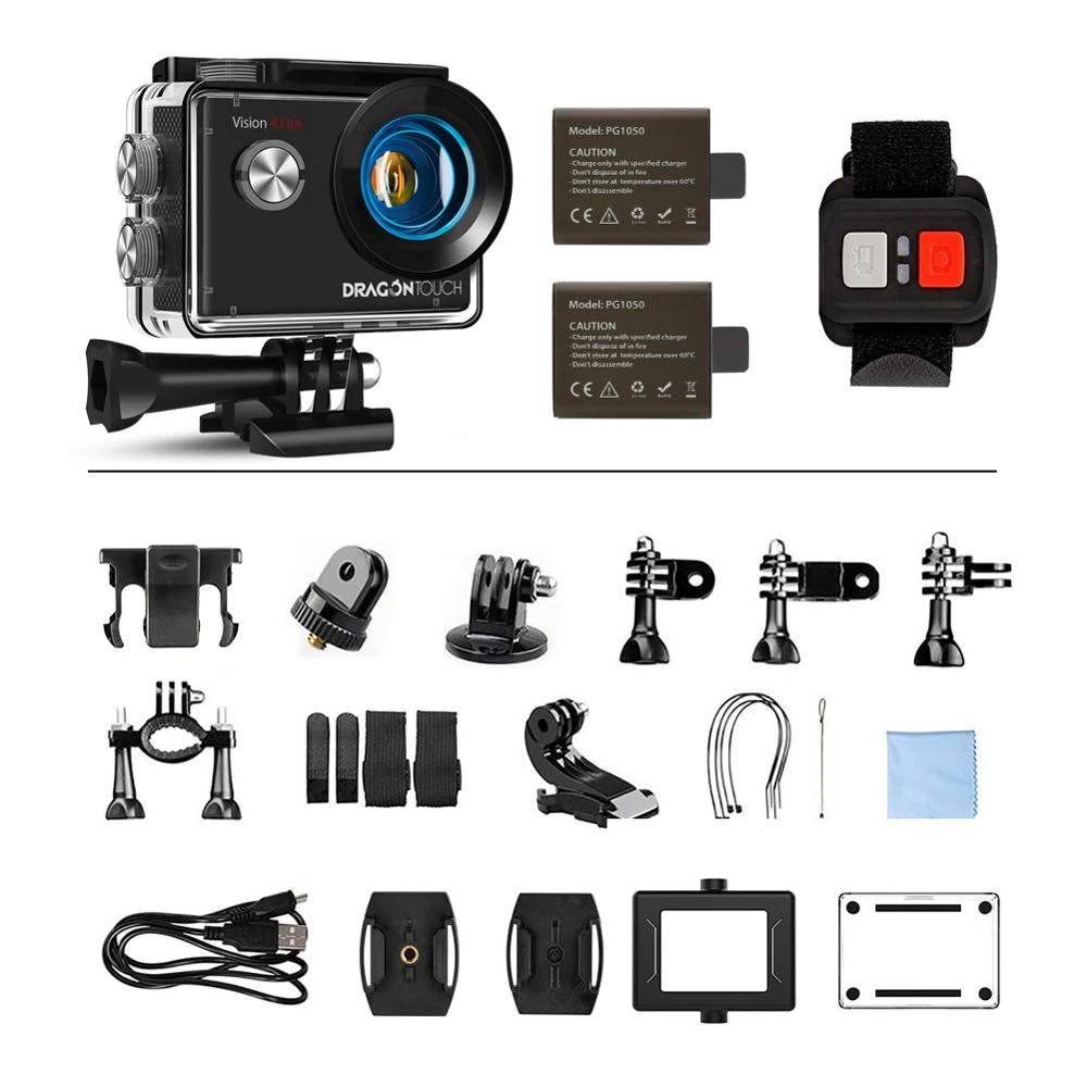 Vision 4 Lite 4K Action Camera 20MP EIS Anti-shake Sport Camera Underwater Waterproof Camera 4K Action Cam Support External Mic