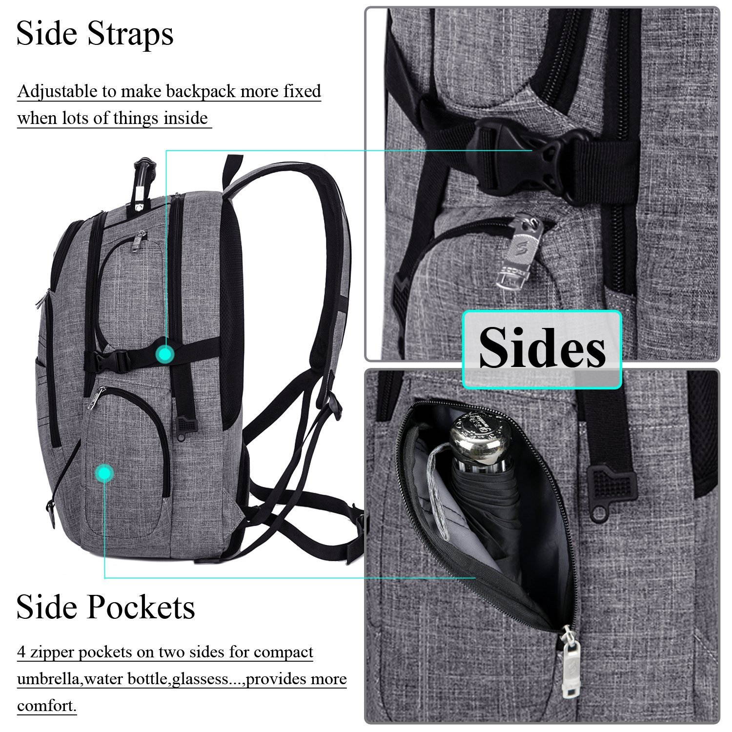 SOCKO 18.4 Inch Laptop Backpack  Travel Bag Hiking Knapsack Rucksack Backpack School College Student Shoulder Back Pack For 18-18.4 Inches Laptop Notebook Computer Mackbook Ultrabook, Black