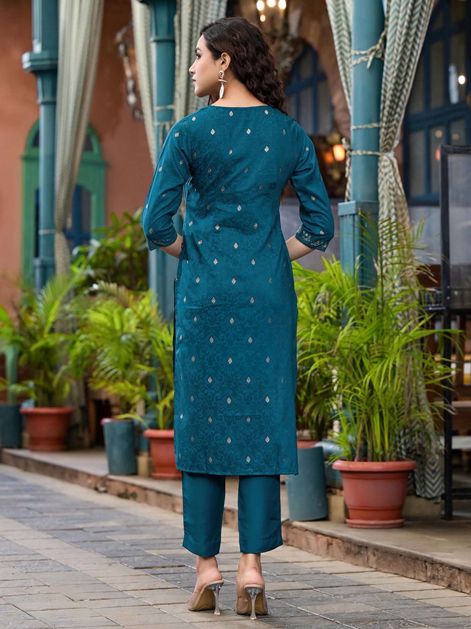 Juniper Blue Printed Kurta With Pant & Dupatta