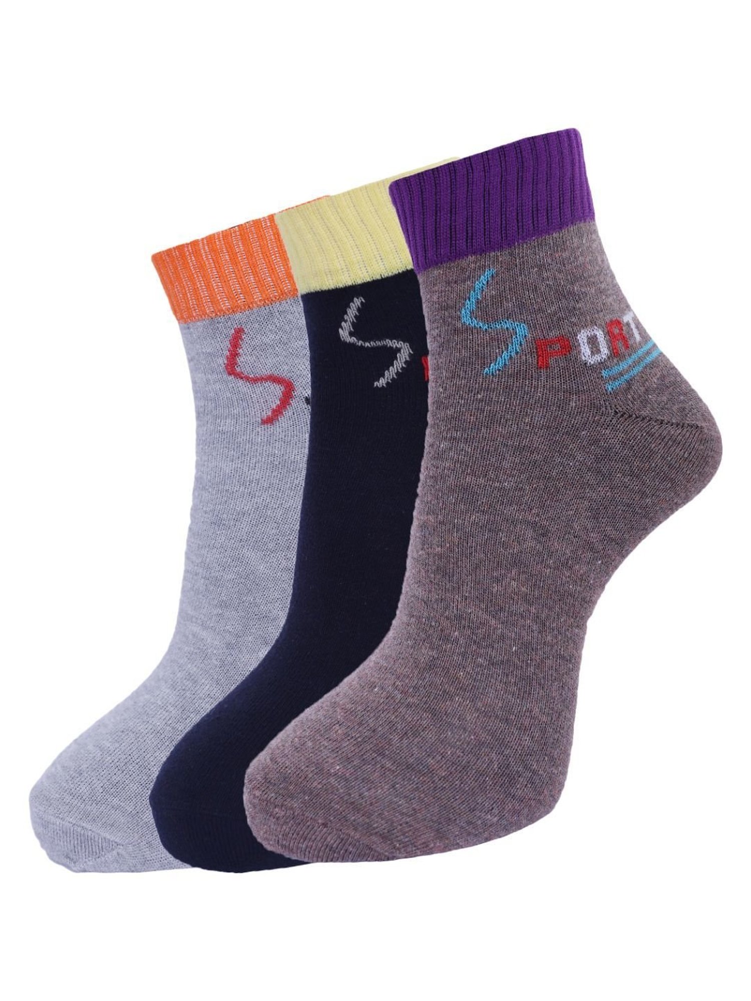 Dollar Multi Cotton Free Size Printed Socks - Pack of 3