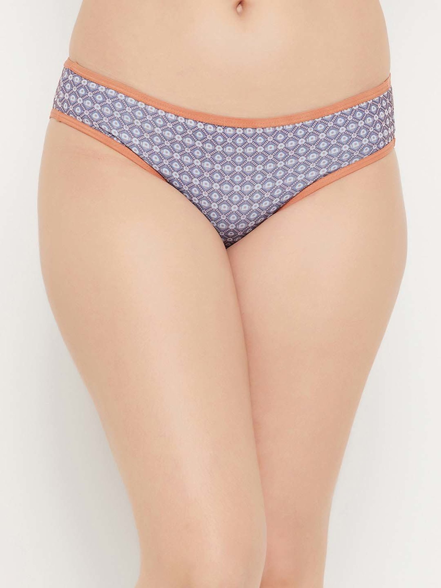 Clovia Grey Printed Bikini Panty
