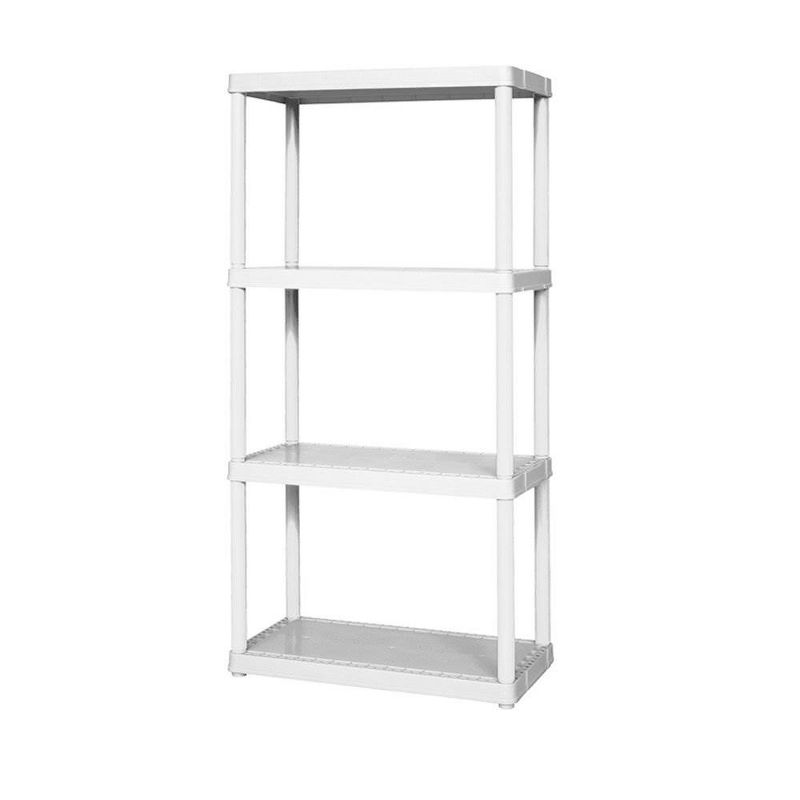 Gracious Living 24" x 12" x 48" 4-Shelf Tier Plastic Portable Multi-Purpose Light Duty Indoor Home Storage Organizer Shelves, White