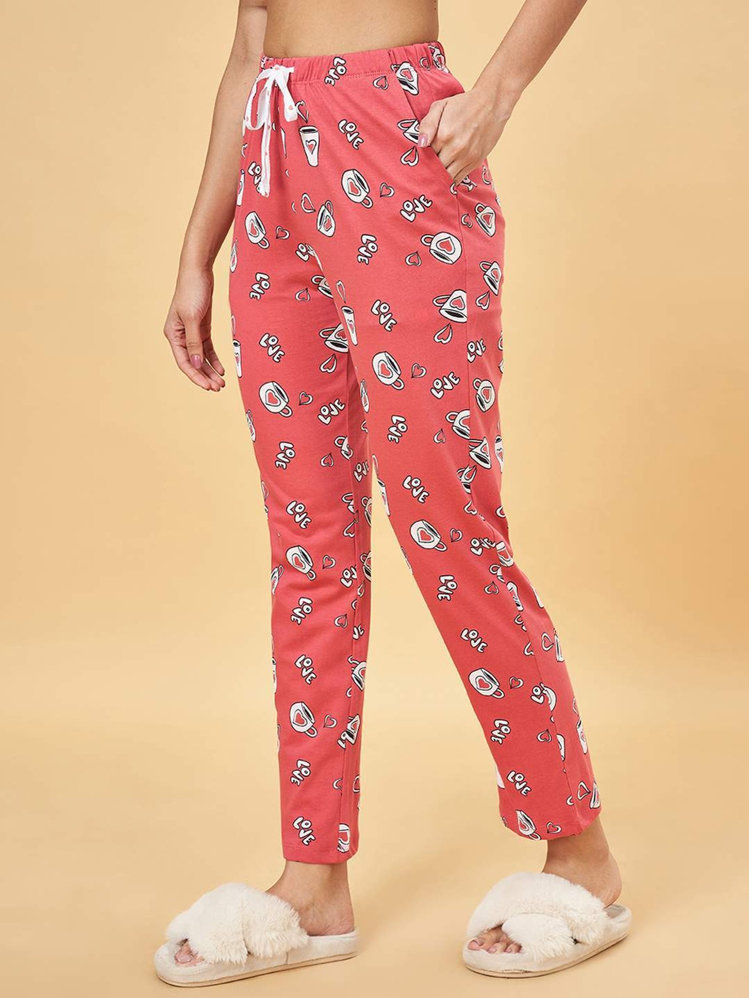 Dreamz by Pantaloons Peach Cotton Printed Pyjamas