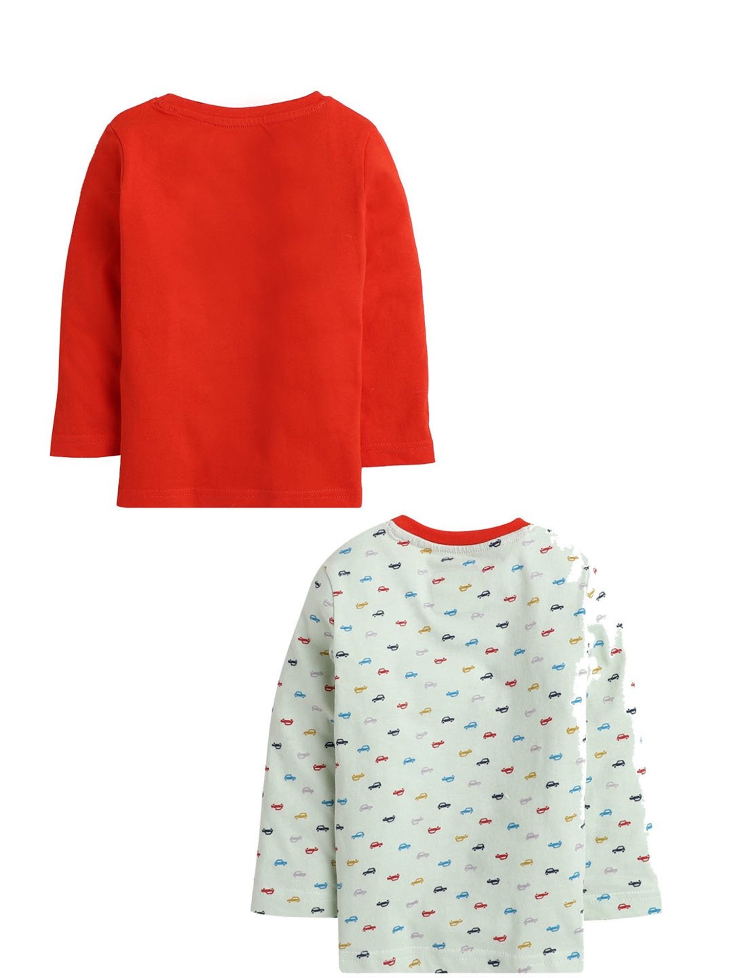 Bumzee Kids Mint Green & Red Printed Full Sleeves T-Shirts (Pack Of 2)