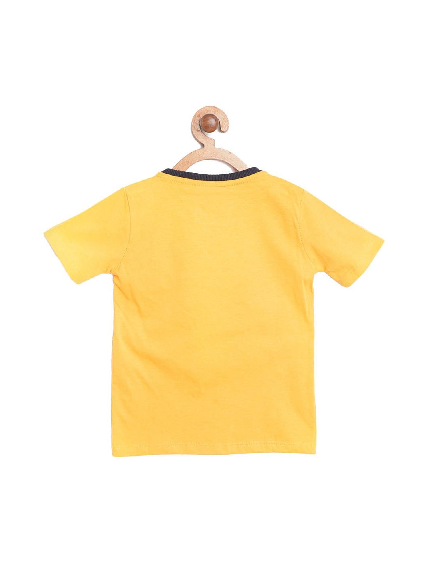 Lazy Shark Kids Yellow & Black Printed  T-Shirt with  Shorts